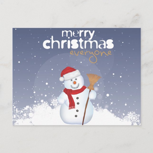 God jul Snögubbe Helg Vykort (Framsida)