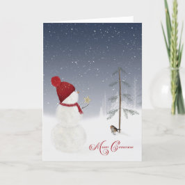 God jul snögubbe helgkort