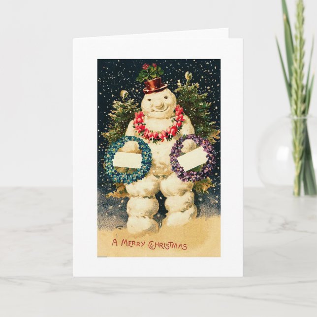 God jul-snögubbe helgkort (Framsida)