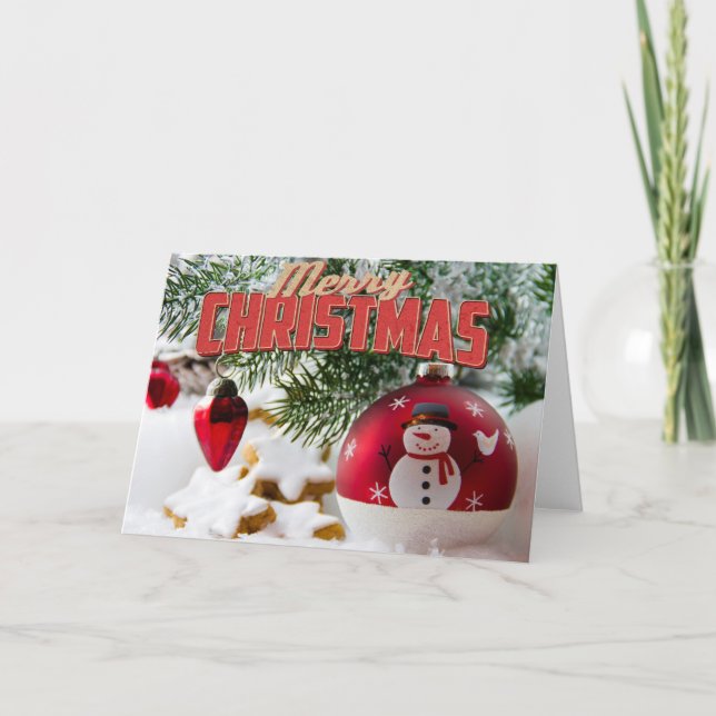 God jul Snögubbe Helgkort (Framsida)