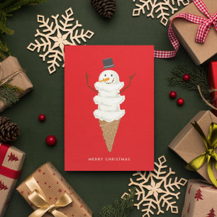 GOD JUL Snögubbe Ice Cream Cone Vykort