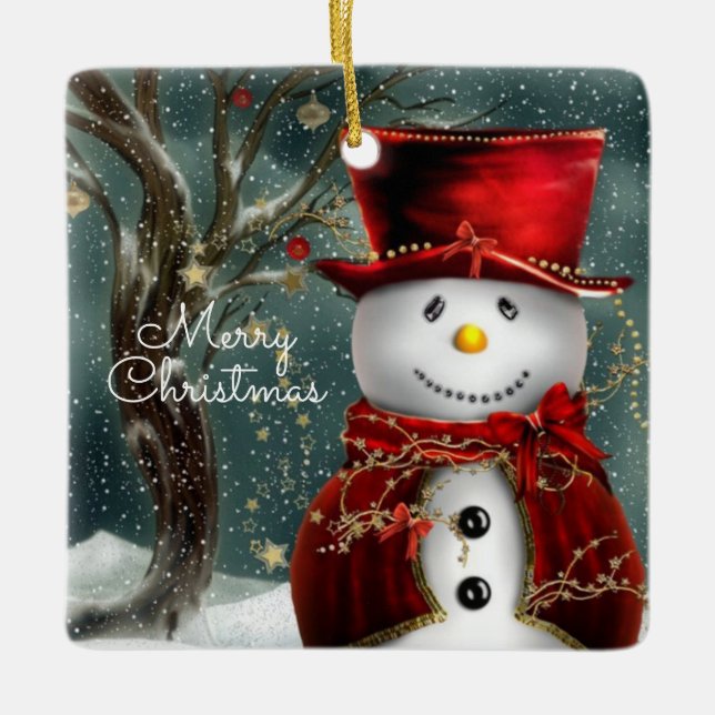 God jul Snögubbe Julgransprydnad Keramik (Framsida)