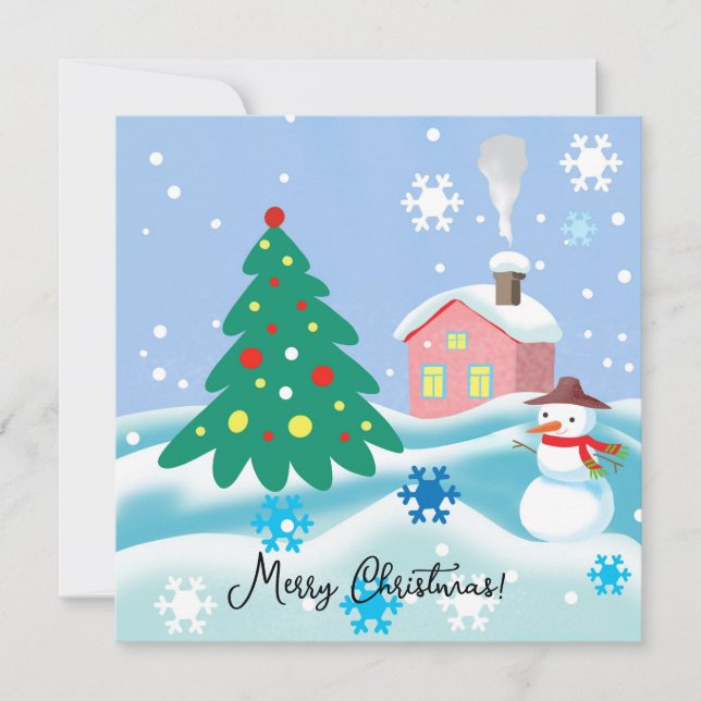 God jul snögubbe julkort (Framsida)