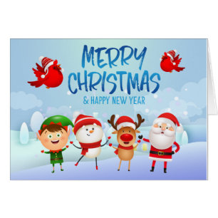 God jul Snögubbe Jultomten Rudolph Elf Hälsningskort