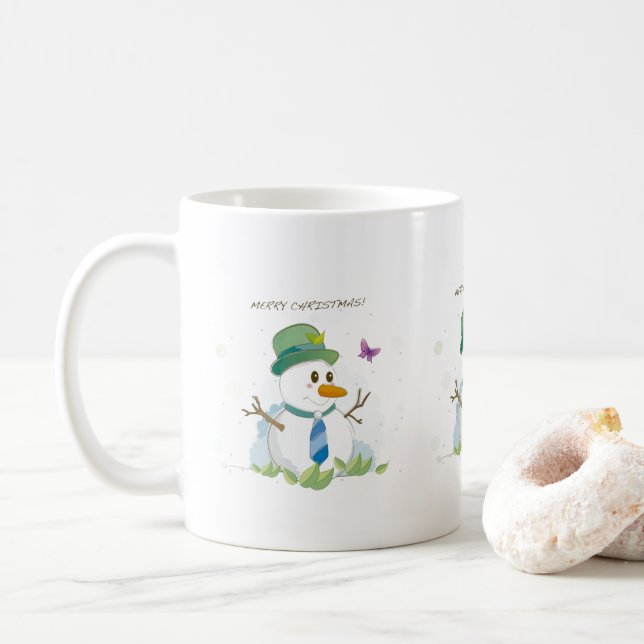God jul Snögubbe Kaffemugg (Med munk)