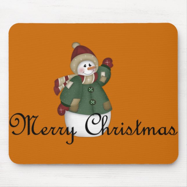 God jul snögubbe klädde Mousepad Musmatta (Framsidan)