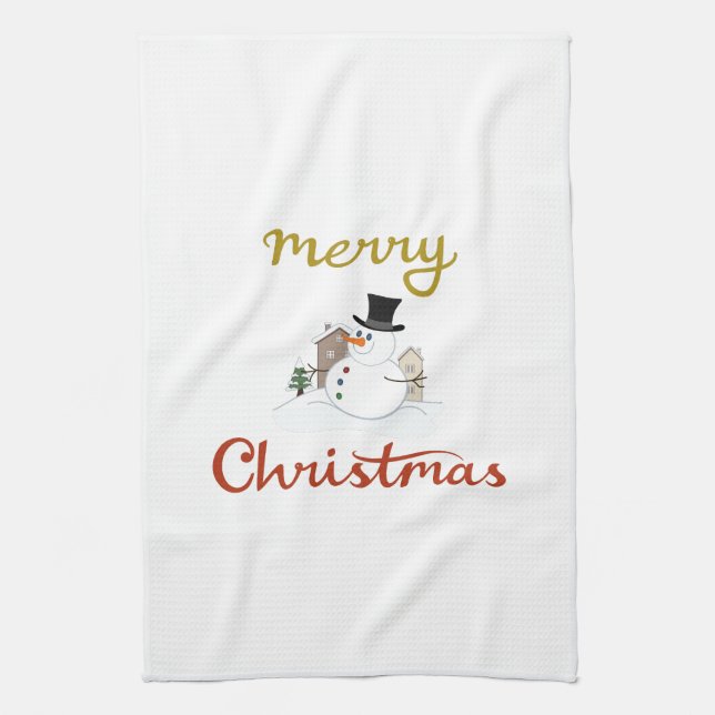 God jul+Snögubbe Kökshandduk (Vertikal)