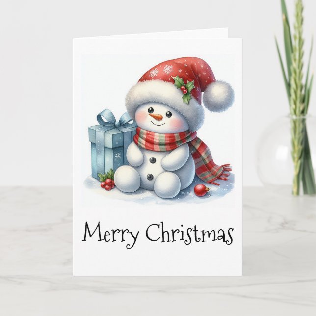 God jul Snögubbe Kort (Framsida)