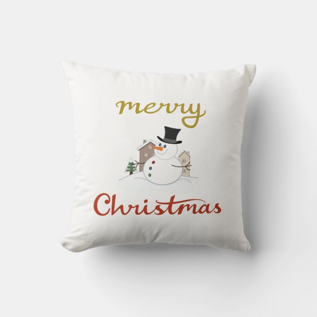 God jul+Snögubbe Kudde (Framsida)