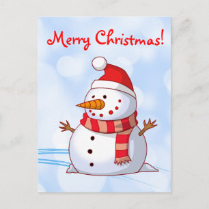 God jul Snögubbe med ett budskap. Helg Vykort
