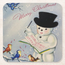 God jul Snögubbe med fåglar