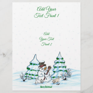 God jul! Snögubbe med katt och valp Reklamblad
