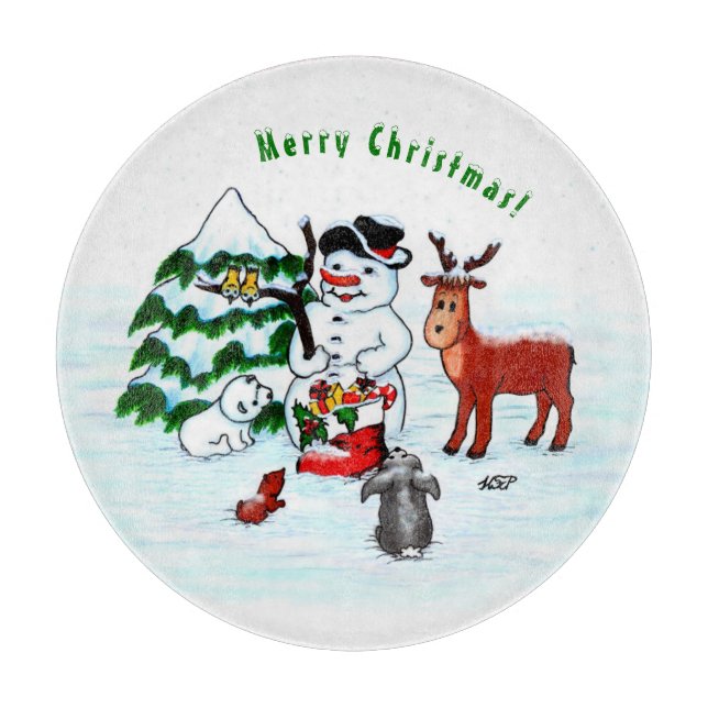 God jul! Snögubbe med vänner (Framsidan)