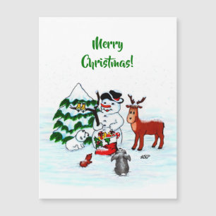 God jul! Snögubbe med vänner