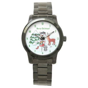 God jul! Snögubbe med vänner Armbandsur