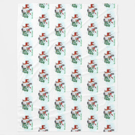 God jul! Snögubbe med vänner Fleecefilt