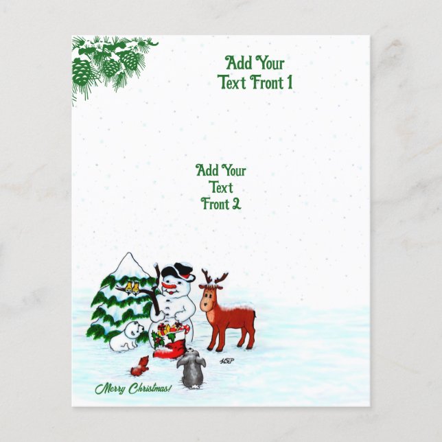 God jul! Snögubbe med vänner Flygblad (Framsidan)