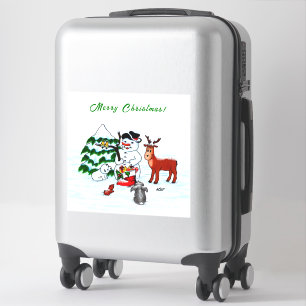 God jul! Snögubbe med vänner Klistermärken