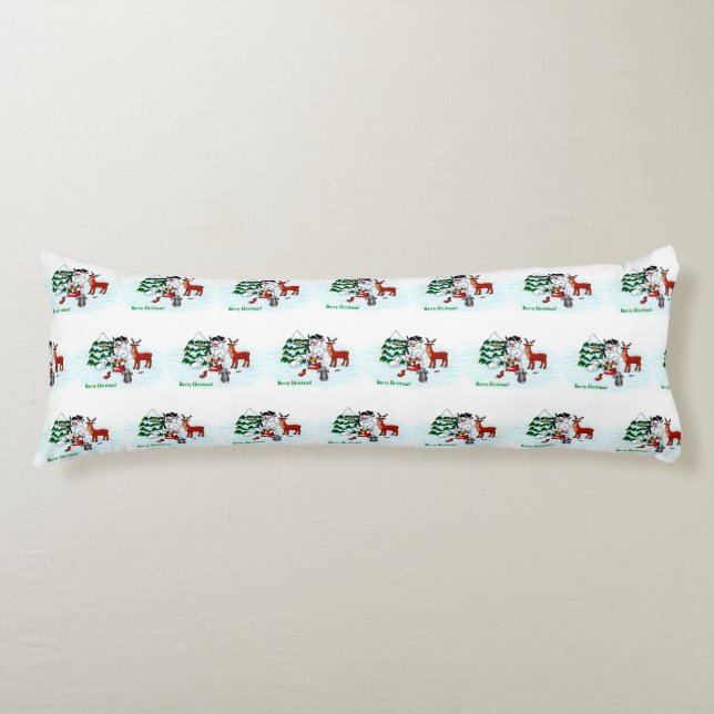 God jul! Snögubbe med vänner Kroppskudde (Framsidan)