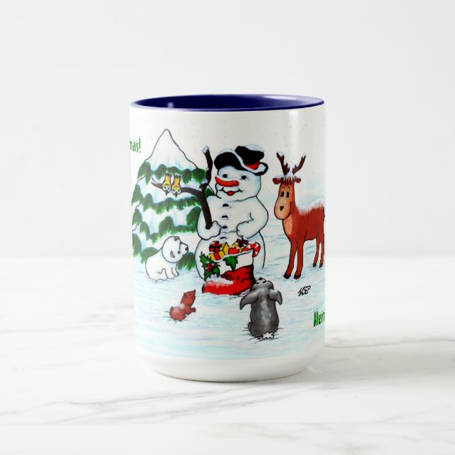 God jul! Snögubbe med vänner Mugg (Center)