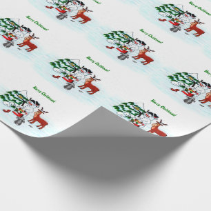 God Jul! Snögubbe med vänner Presentpapper