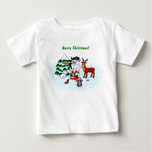 God jul! Snögubbe med vänner T Shirt