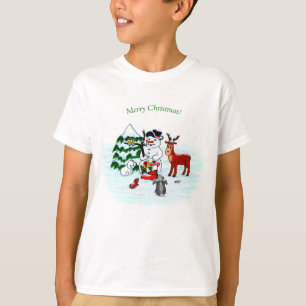 God jul! Snögubbe med vänner T Shirt