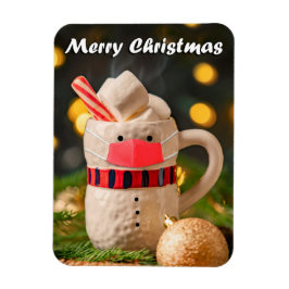 God jul Snögubbe Mugg i Covid Ansikte Mask Magnet