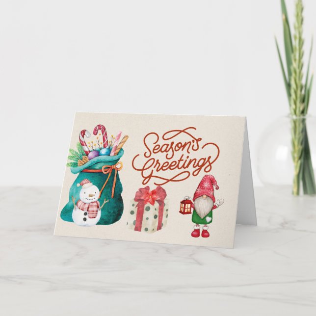 God jul Snögubbe och Gnome Kort (Framsida)