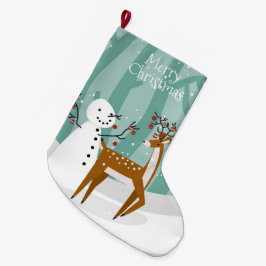 God jul Snögubbe och renar Stor Julstrumpa