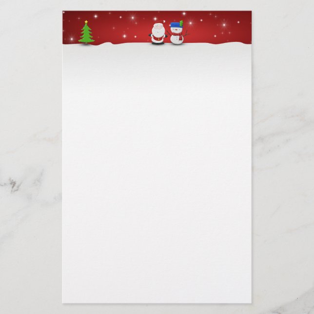 God jul Snögubbe och Santa Tomten Brevpapper (Framsida)