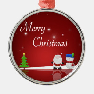 God jul Snögubbe och Santa Tomten Julgransprydnad Metall