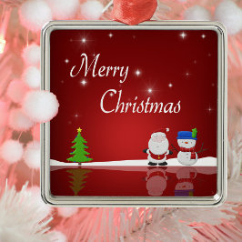 God jul Snögubbe och Santa Tomten Julgransprydnad Metall