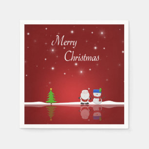God jul Snögubbe och Santa Tomten Pappersservett