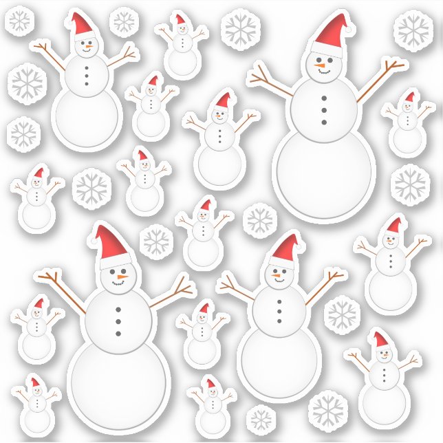 God jul, Snögubbe och snöflingstickers Klistermärken (Framsida)
