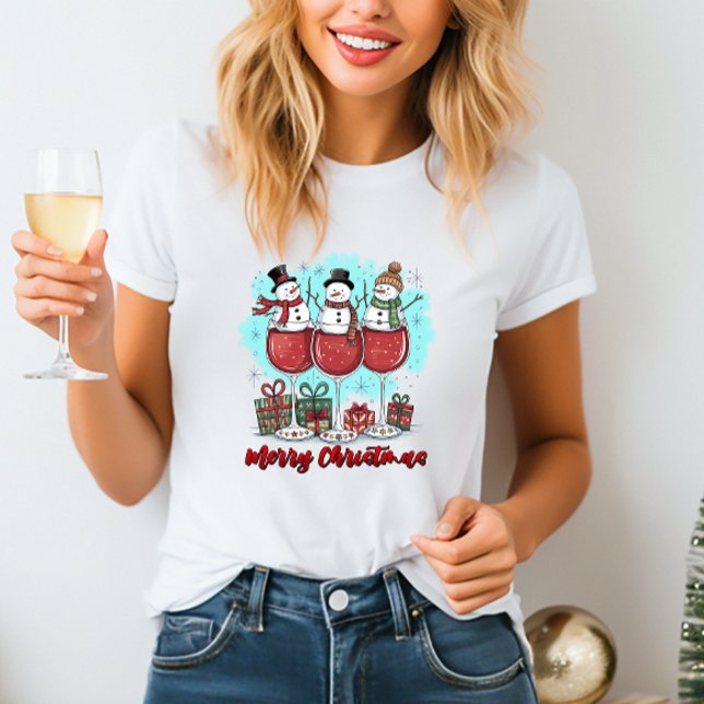 God jul Snögubbe och Vin T-Shirt (Skapare uppladdad)