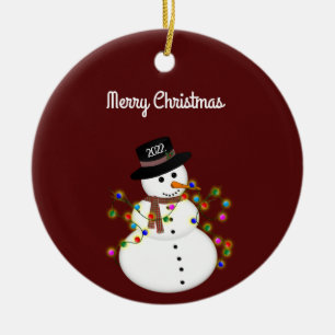 God jul Snögubbe Personlig Julgransprydnad Keramik