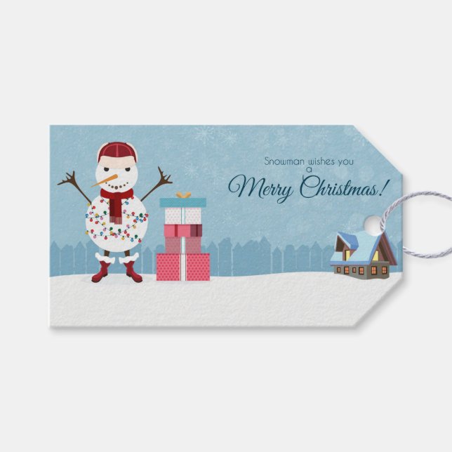 God jul Snögubbe Presentetikett (Framsidan (Horisontell))