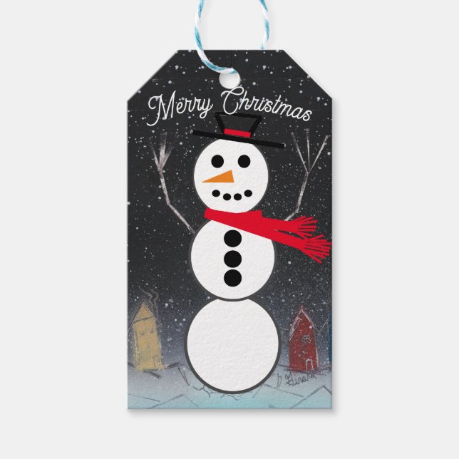 God jul Snögubbe Presentetikett (Framsidan)