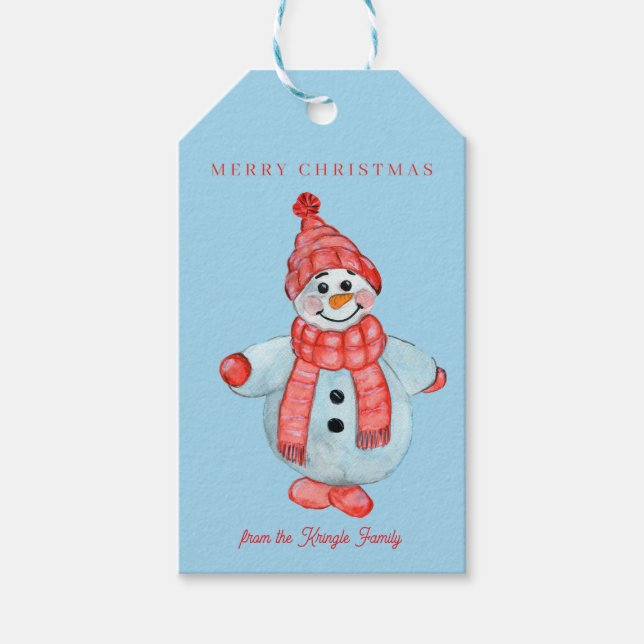 God jul snögubbe presentetikett (Framsidan)