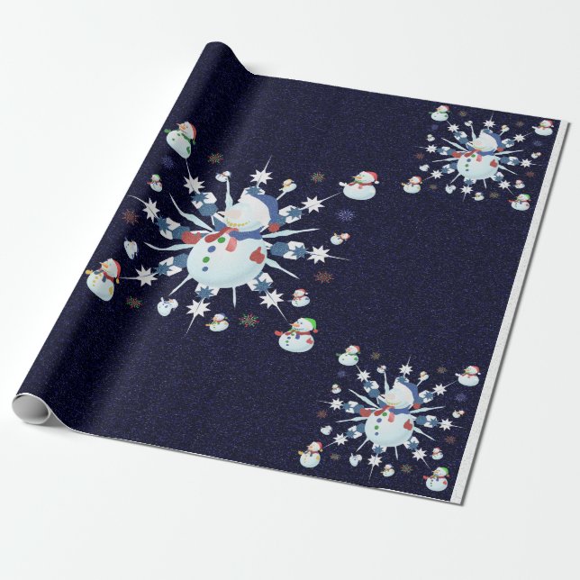 God jul Snögubbe - Presentpapper (Utrullad)