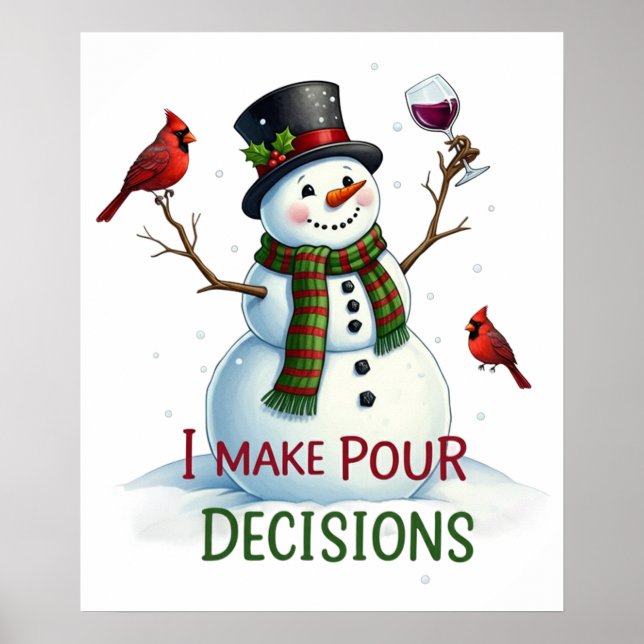 God jul, snögubbe pub, som dricker party vin poster (Framsidan)