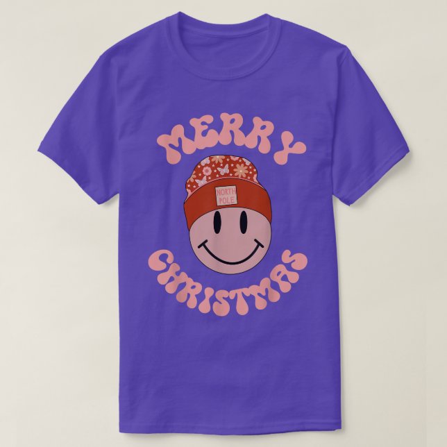 God jul Snögubbe Retro North Pole Smiling F T Shirt (Design framsida)