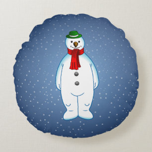 God jul Snögubbe Rund Kudde