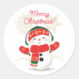 God jul Snögubbe Runt Klistermärke