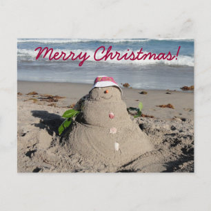 God jul! snögubbe / sandman helg vykort