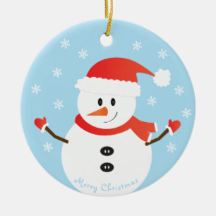 God jul Snögubbe Snöflingor Julgransprydnad Keramik