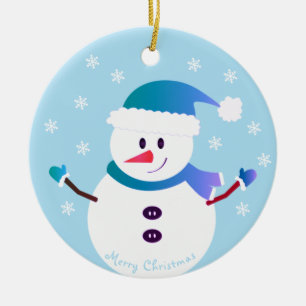 God jul Snögubbe Snöflingor Julgransprydnad Keramik