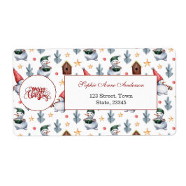 God jul Snögubbe Snöflingor Monogram Fraktsedel