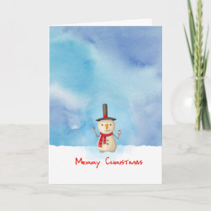 God jul Snögubbe, som viker och ler Helgkort